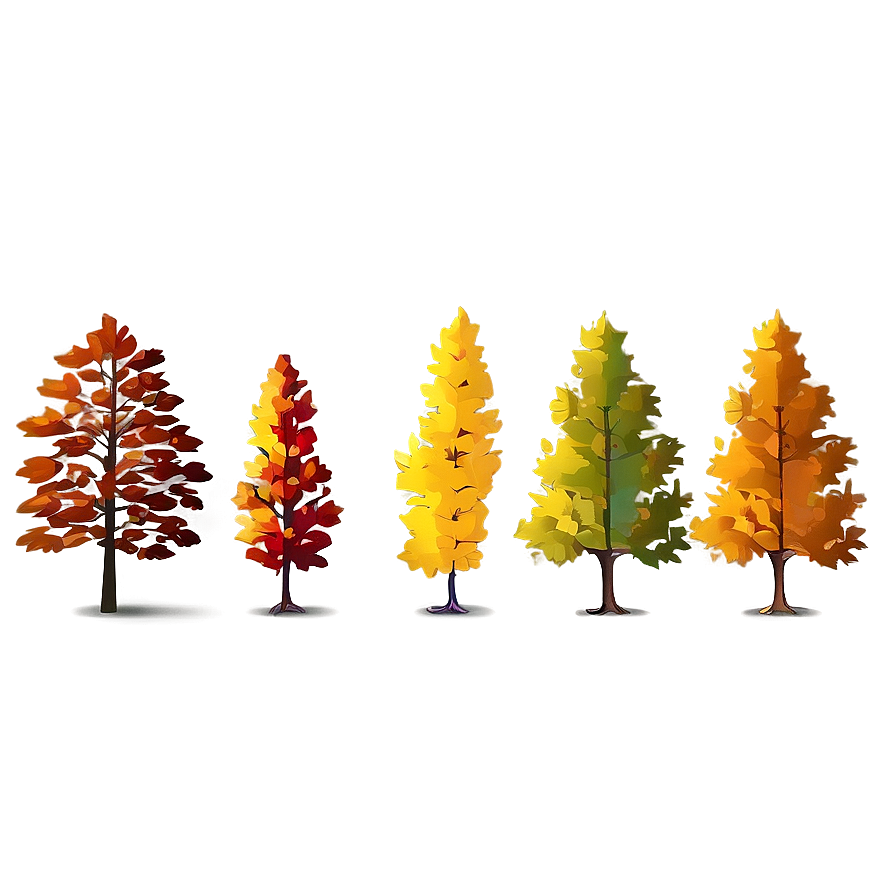 Colorful Autumn Trees Lineup Png 45