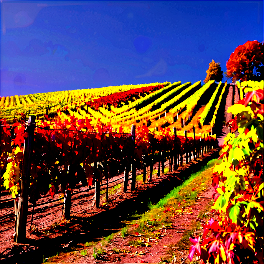 Colorful Autumn Vineyard Landscape Png Ljs17