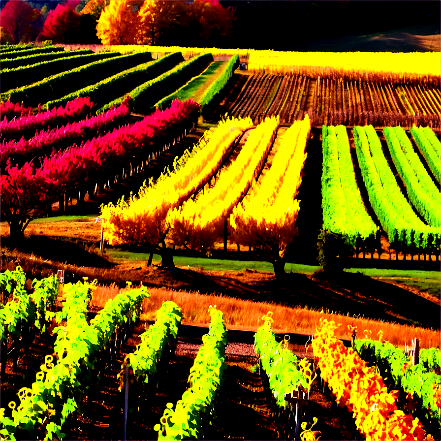 Colorful Autumn Vineyard Landscape Png Rlq