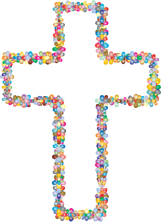 Floral Cross Outline - Flower Cross Clipart Png, Transparent Png PNG with transparent background