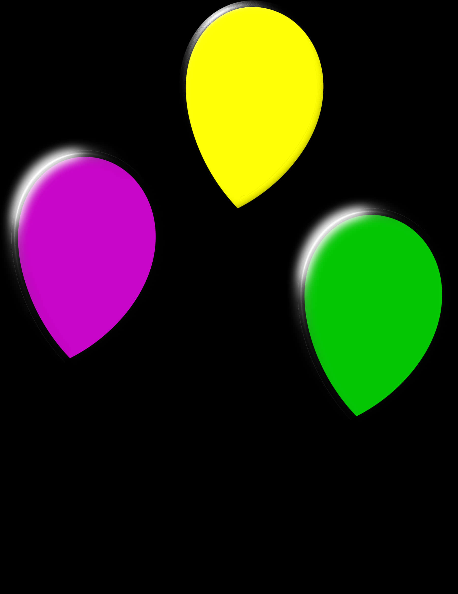 Colorful Balloons Against Black Background PNG with transparent background