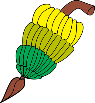 Colorful Banana Bunch Vector Illustration PNG with transparent background