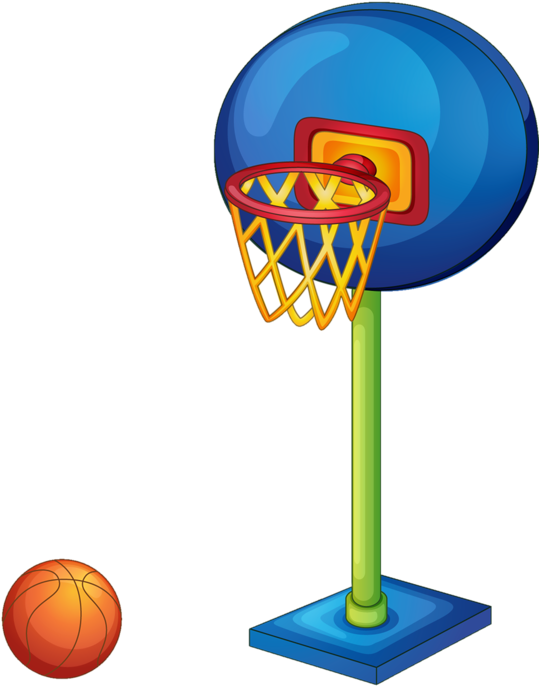 Colorful Basketball Hoopand Ball Clipart