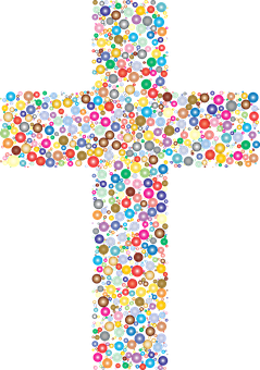 Colorful Beaded Cross PNG with transparent background