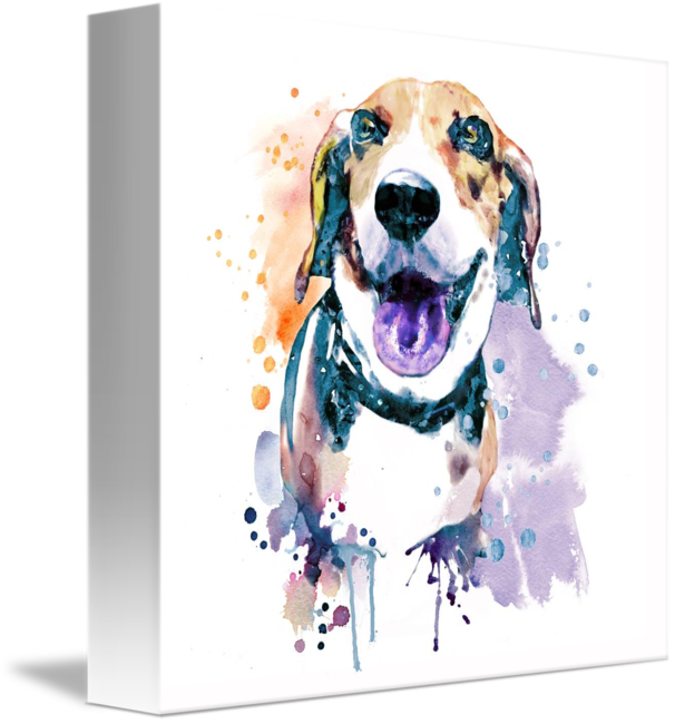 Colorful Beagle Watercolor Canvas Art