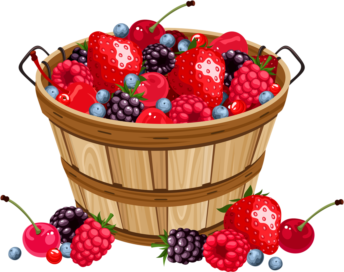 Colorful Berry Medleyin Wooden Basket