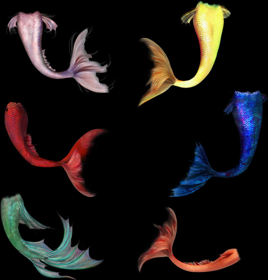 Colorful Betta Fish Tails Artistic Display