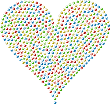 Colorful Billiard Balls Heart Pattern