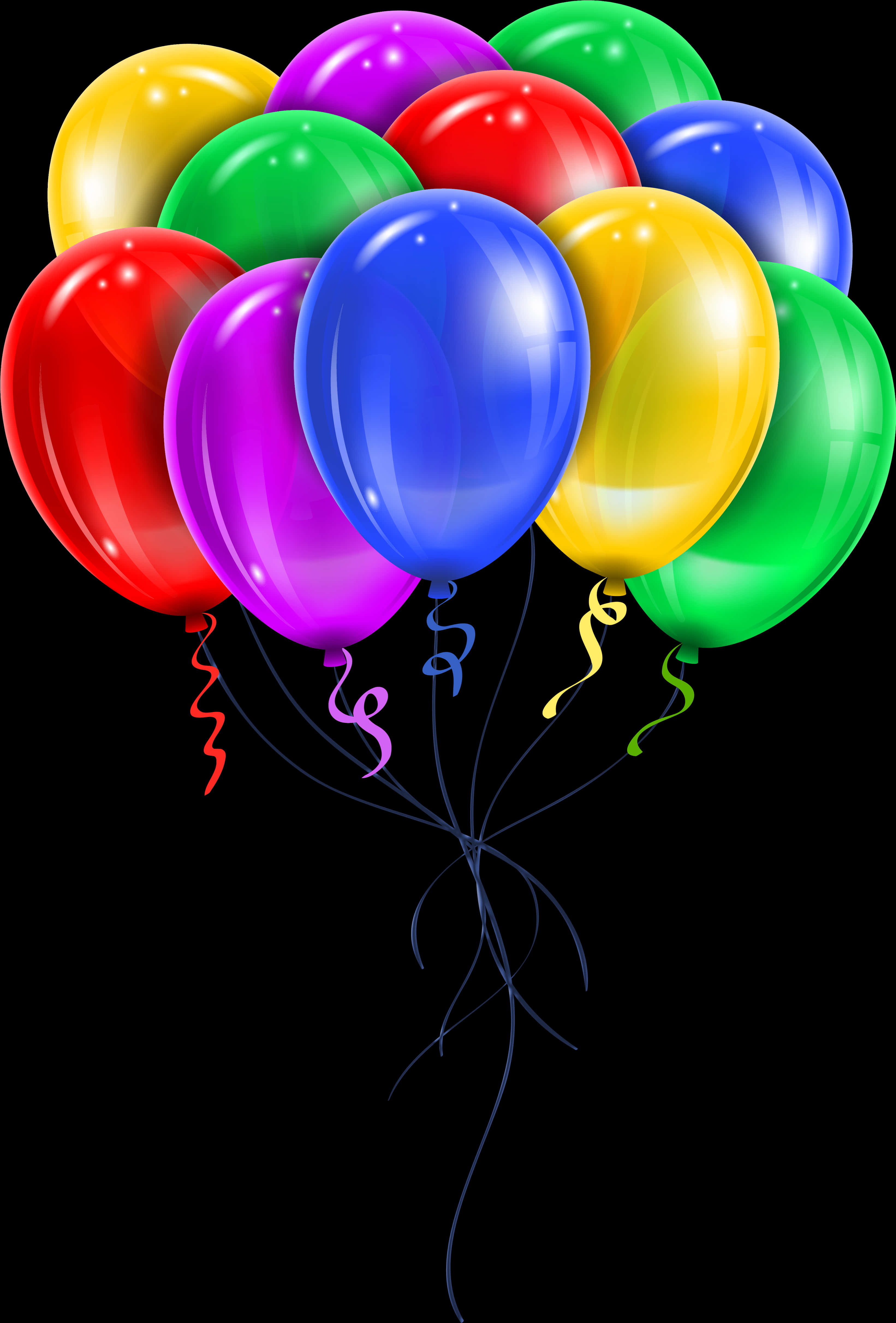 Colorful Birthday Balloons PNG with transparent background