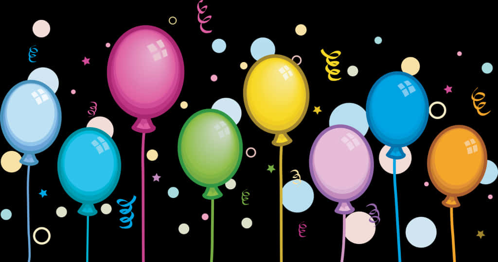 Colorful Birthday Balloons Background PNG with transparent background