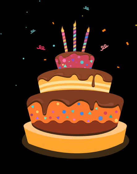 Colorful Birthday Cake Illustration