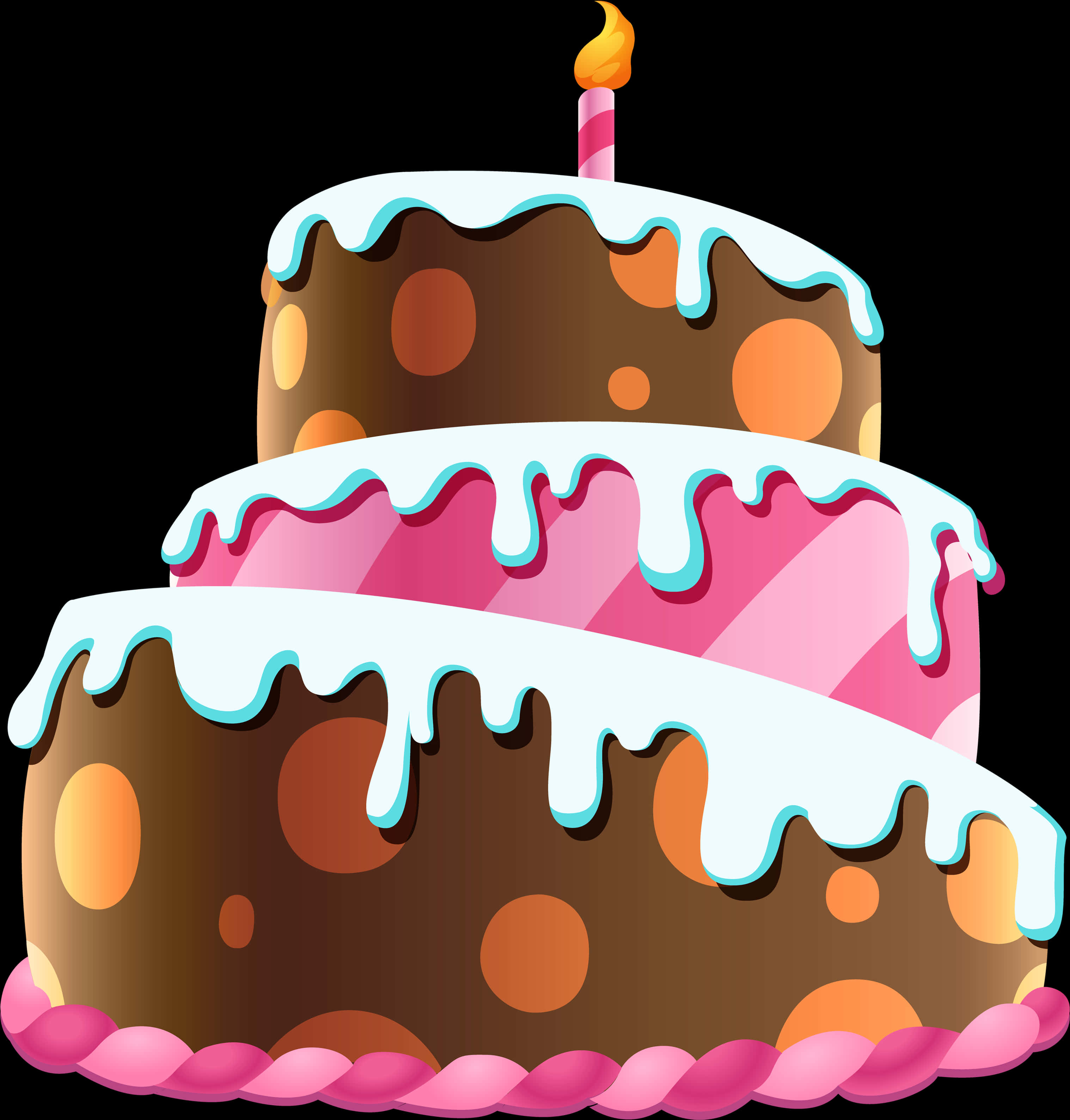 Colorful Birthday Cake Illustration PNG with transparent background