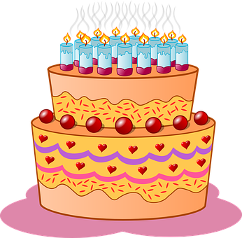 Colorful Birthday Cake Illustration PNG with transparent background