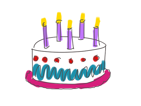 Colorful Birthday Cake Illustration PNG with transparent background