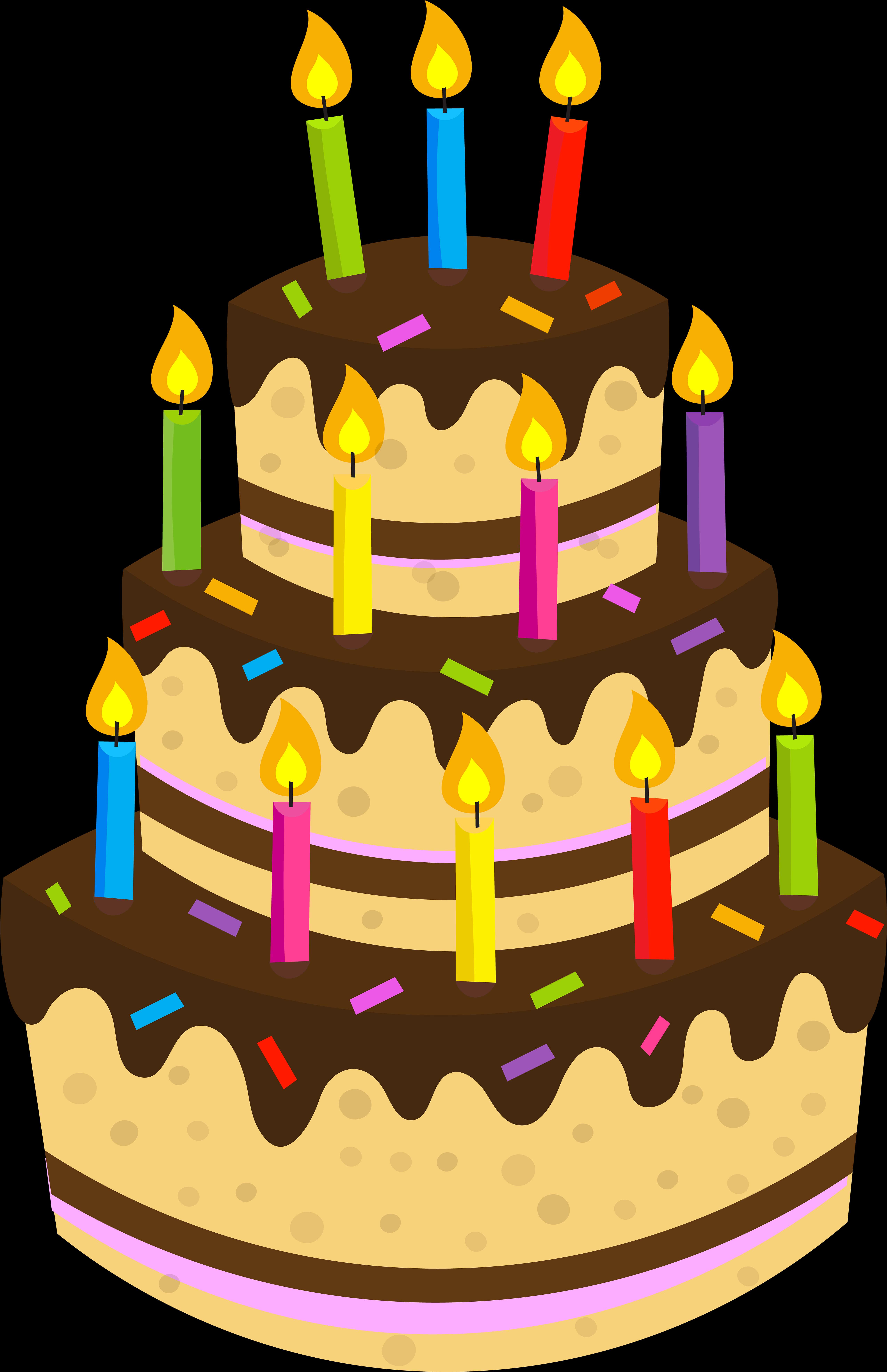 Colorful Birthday Cake Illustration PNG with transparent background