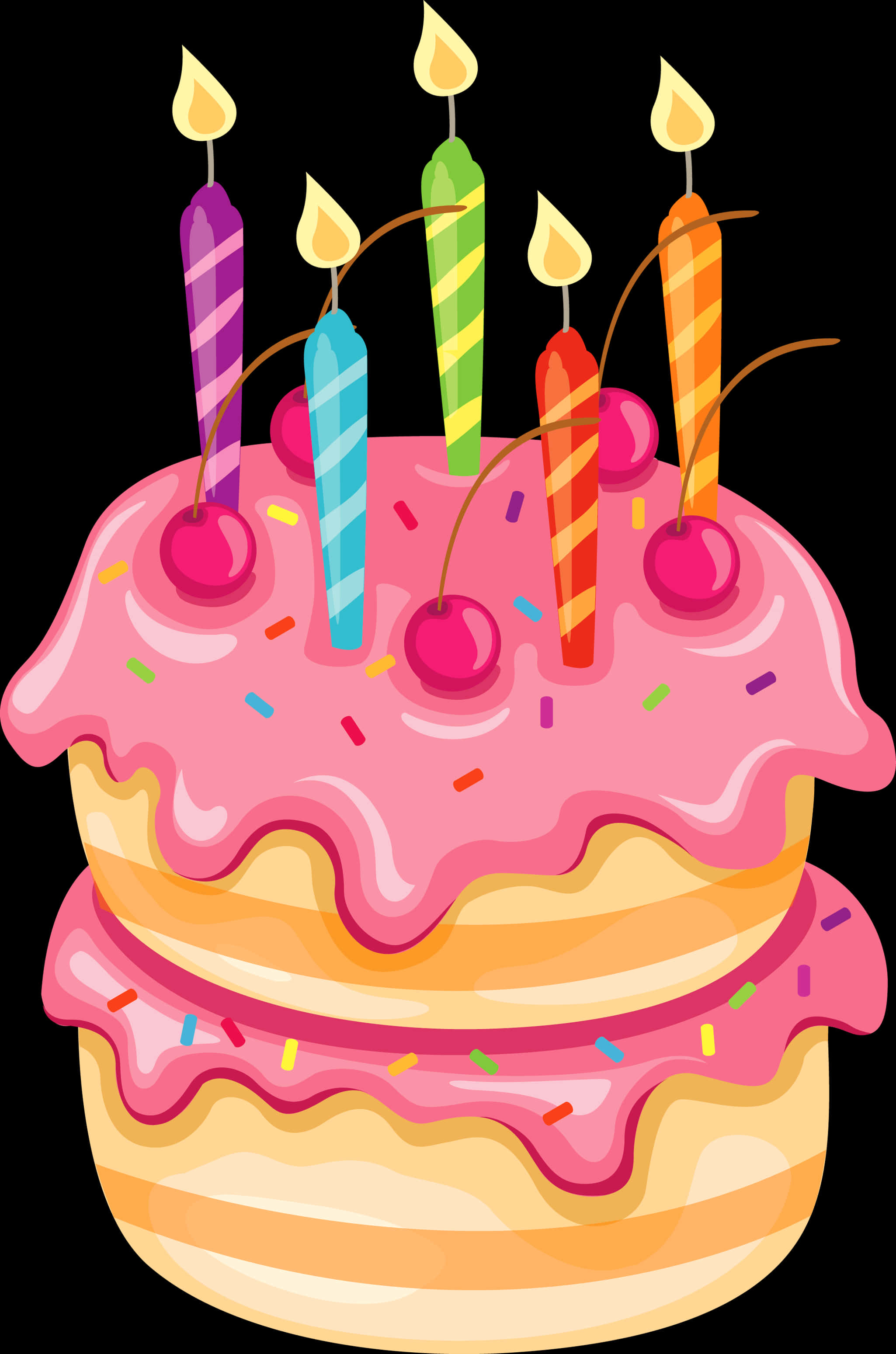 Colorful Birthday Cake Illustration PNG with transparent background