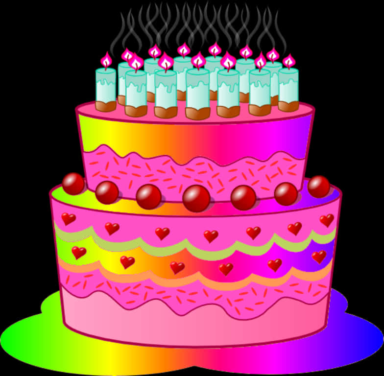 Colorful Birthday Cake Illustration