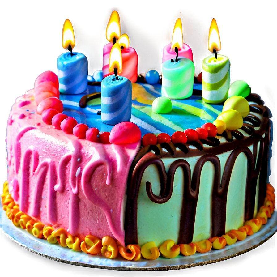 Colorful Birthday Cake PNG icm PNG with transparent background