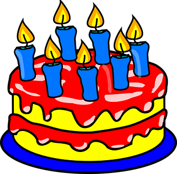 Colorful Birthday Cake With Candles PNG with transparent background