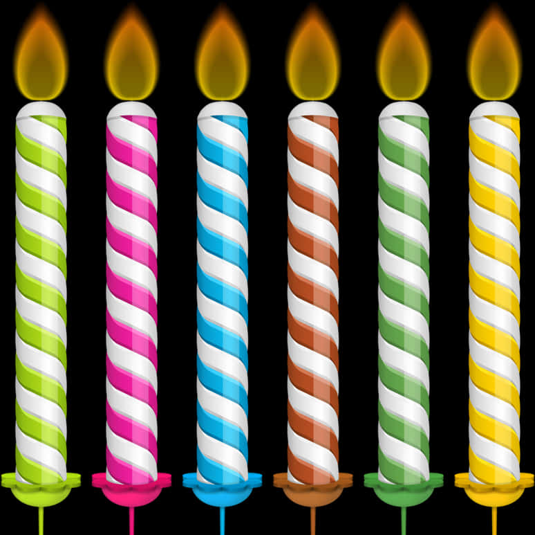 Colorful Birthday Candles Illustration PNG with transparent background