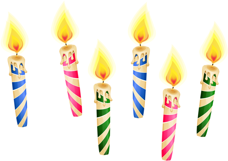 Colorful Birthday Candles Lit