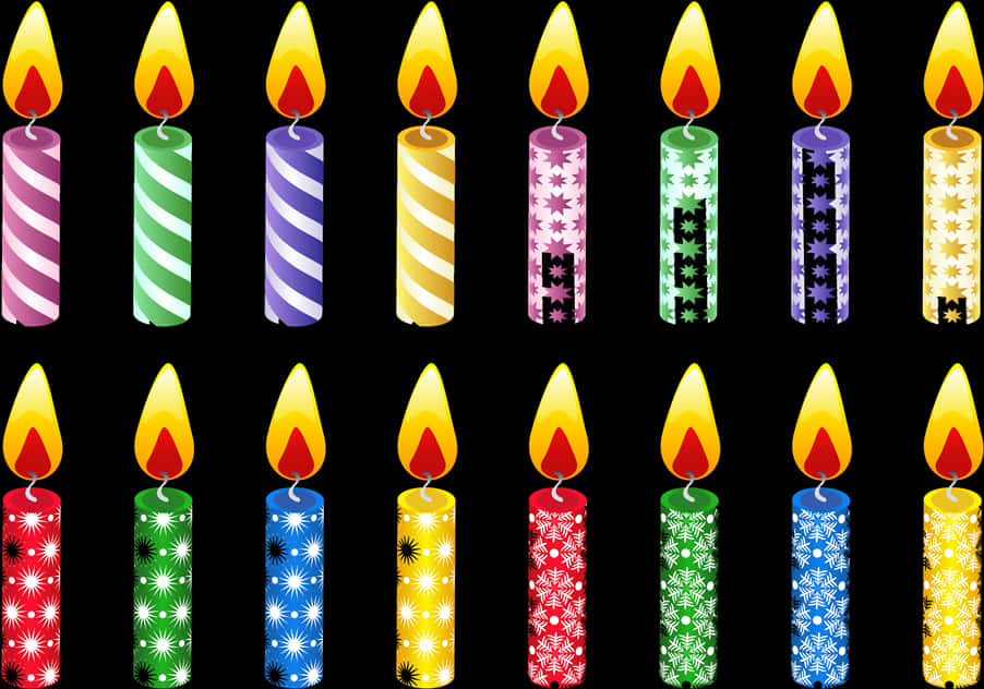 Colorful Birthday Candles Vector PNG with transparent background