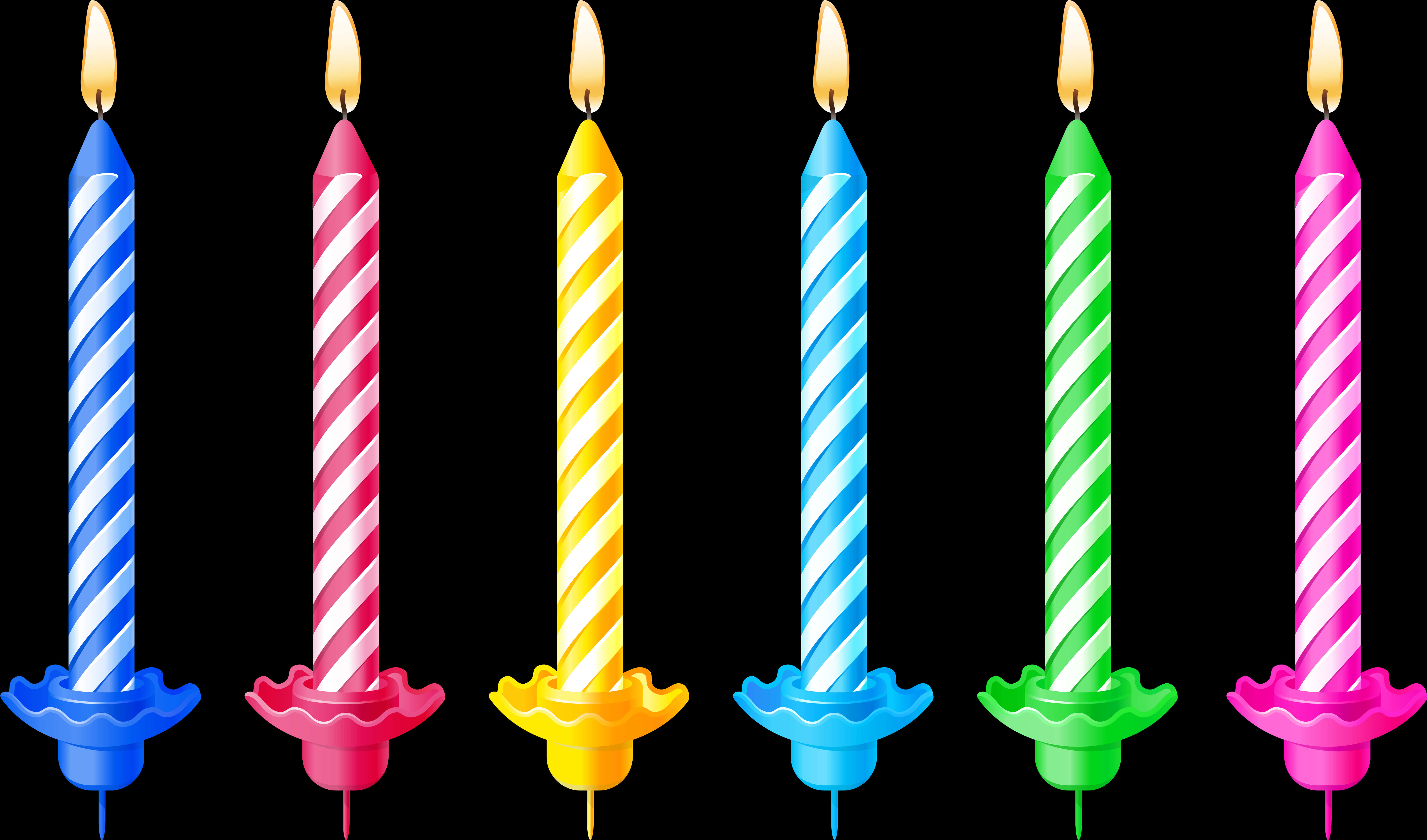 Colorful Birthday Candles Vector PNG with transparent background