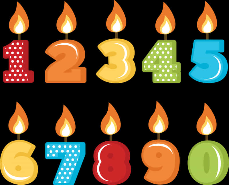 Colorful Birthday Number Candles PNG with transparent background