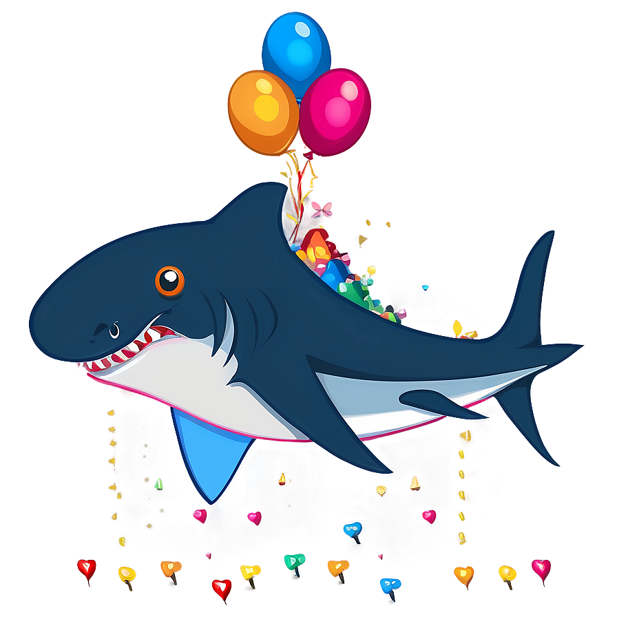 Colorful Birthday Shark Design Png 1