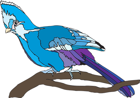Colorful Blue Bird Illustration PNG with transparent background
