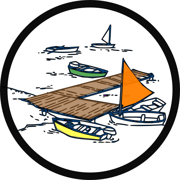 Colorful Boatsat Wooden Dock Illustration PNG with transparent background