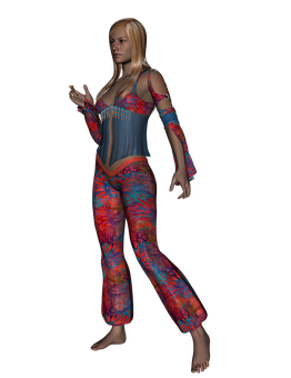 Colorful Bohemian Outfit3 D Model