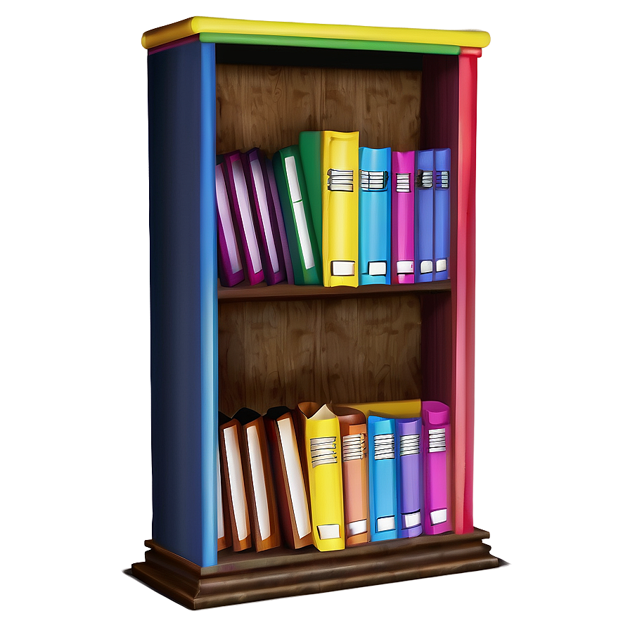 Colorful Books On Shelf Png Vak6