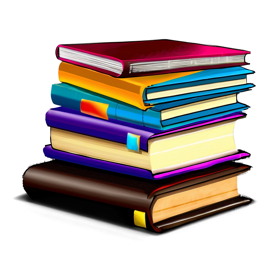 Colorful Books Stack Png 06132024