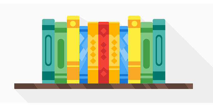 Colorful Bookson Shelf Vector Illustration PNG with transparent background