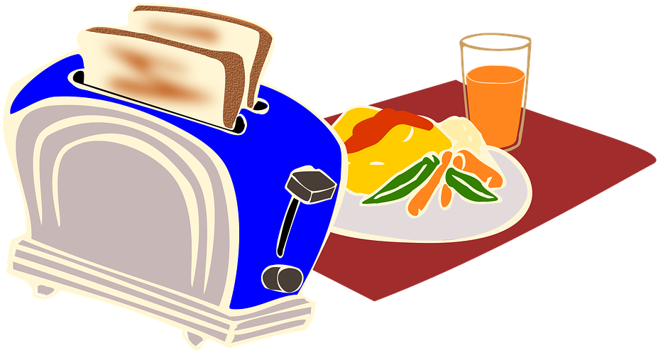 Breakfast, Toaster, Bread, Omelette, Kitchen - Breakfast Illustration Png, Transparent Png PNG with transparent background
