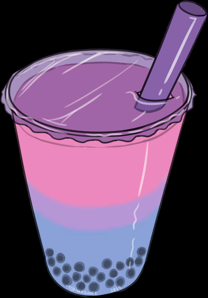 Nardacci Art New Pride Bobas Bi Bisexual Pride Boba - Bubble Tea Clipart Transparent, HD Png Download PNG with transparent background
