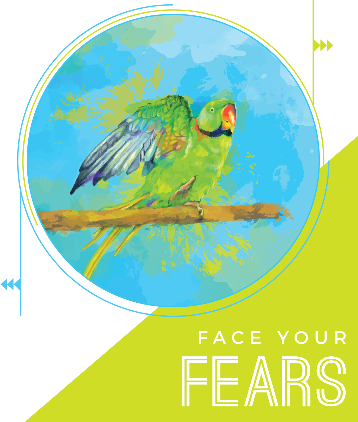 Colorful Budgie Facing Fears