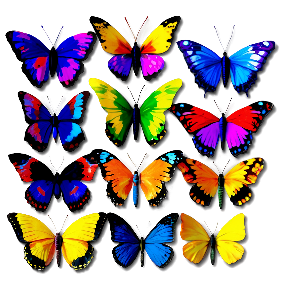 Colorful Butterflies PNG one PNG with transparent background