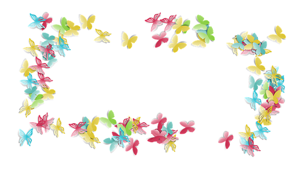 Colorful Butterfly Frame Black Background PNG with transparent background