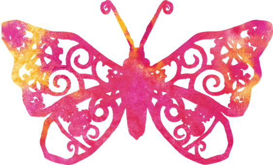 Colorful Butterfly Silhouette Art PNG with transparent background