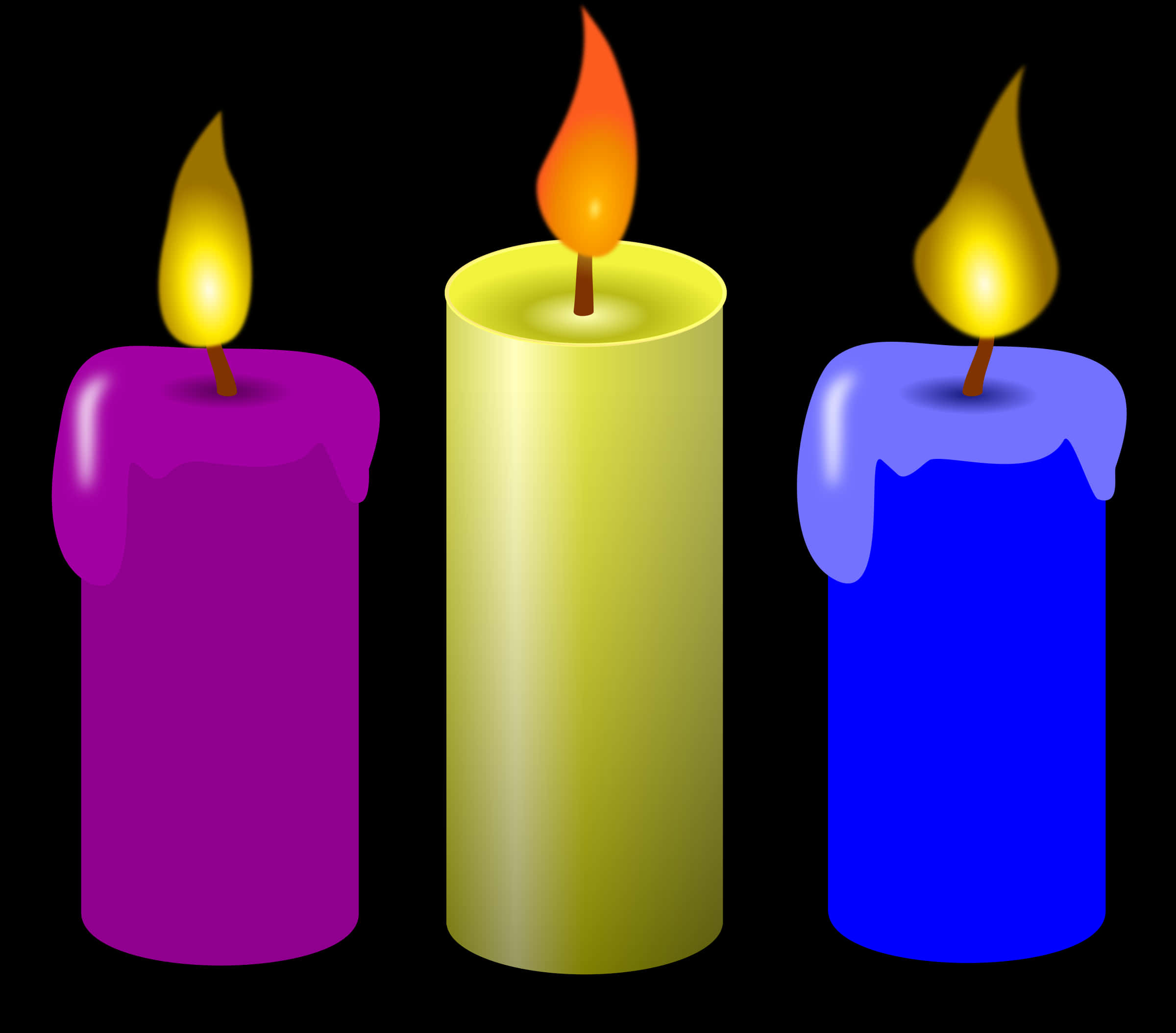 Colorful Candles Illustration PNG with transparent background