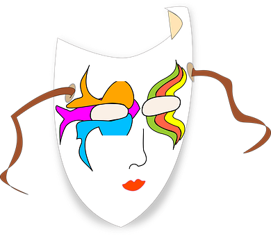 Colorful Carnival Mask Illustration PNG with transparent background