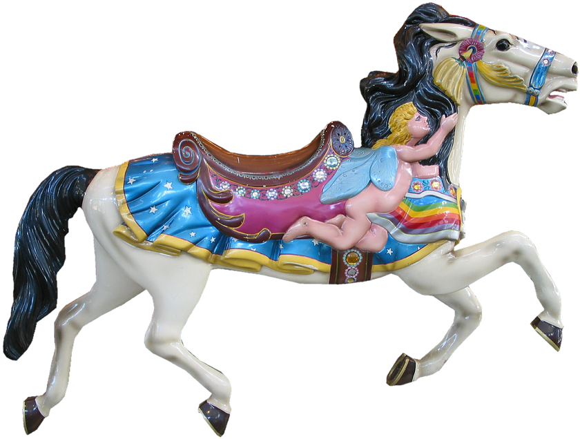 Colorful Carousel Horsewith Fairy Figure