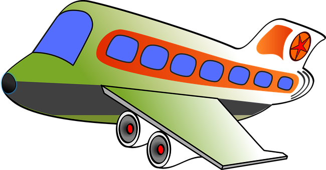 Colorful Cartoon Airplane PNG with transparent background