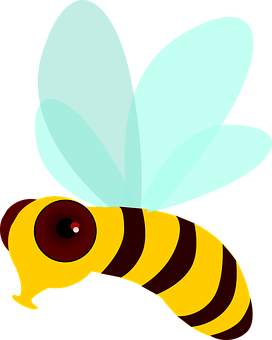 Colorful Cartoon Bee Illustration PNG with transparent background