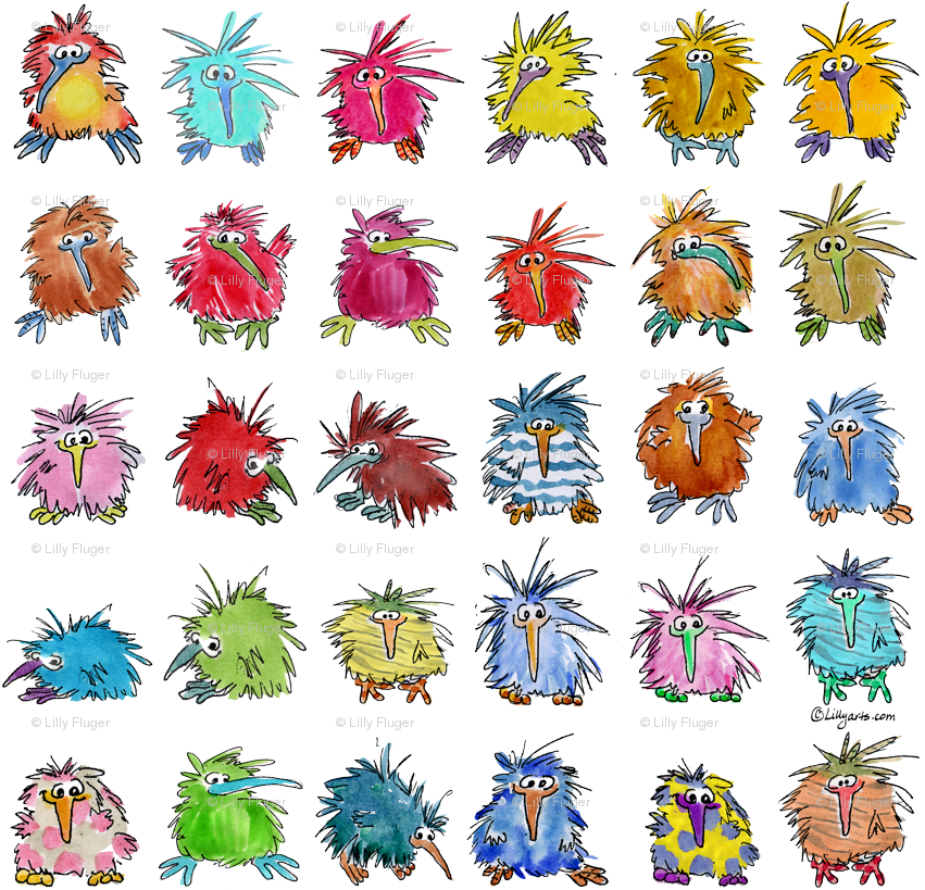 Cartoon Kiwi Birds New Zealand Fabric, HD Png Download PNG with transparent background