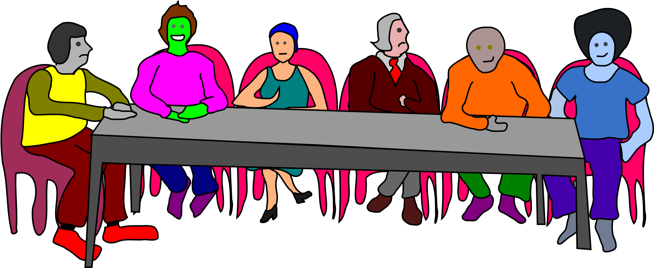 Colorful Cartoon Business Meeting PNG with transparent background