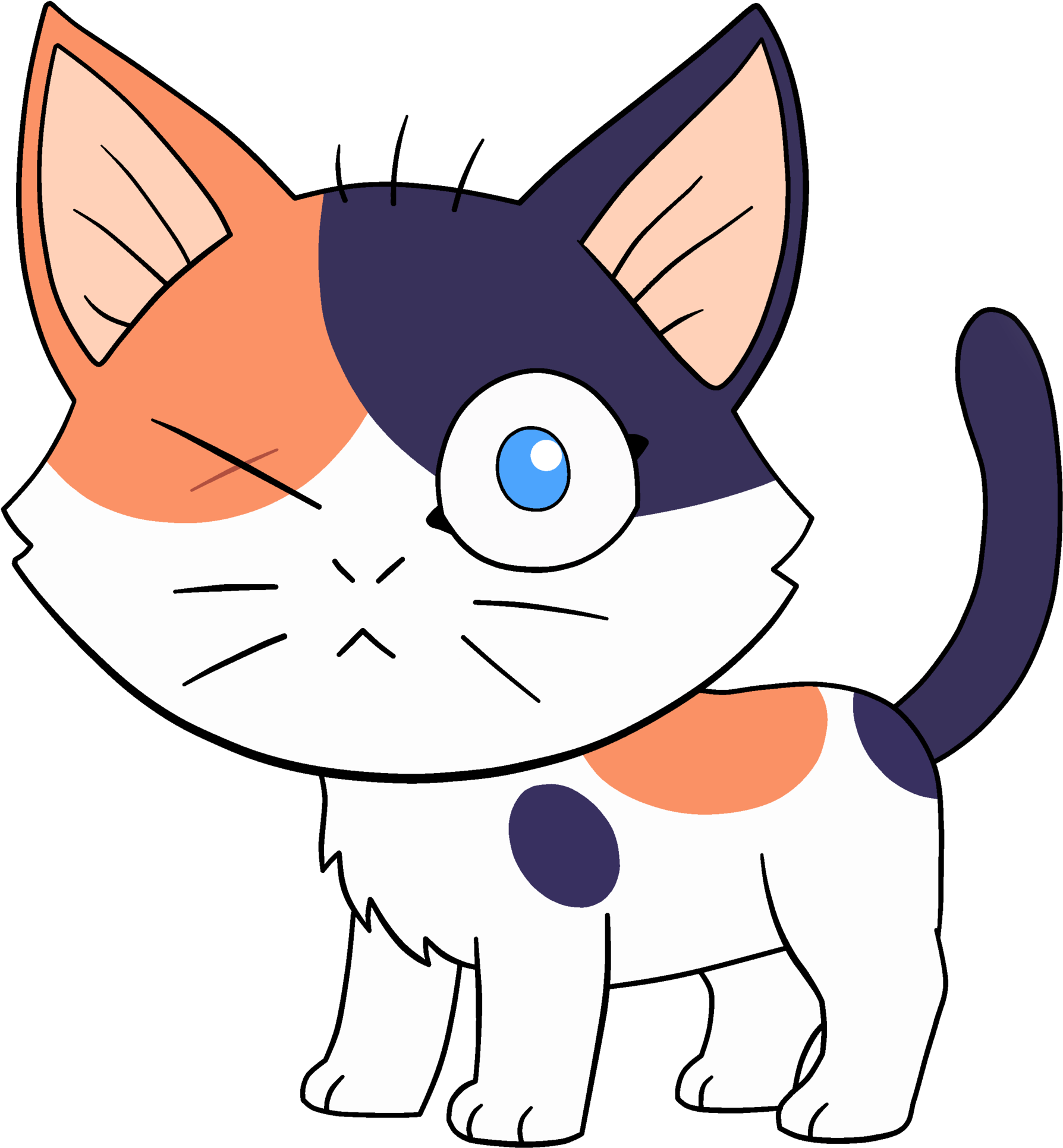 Colorful Cartoon Calico Cat