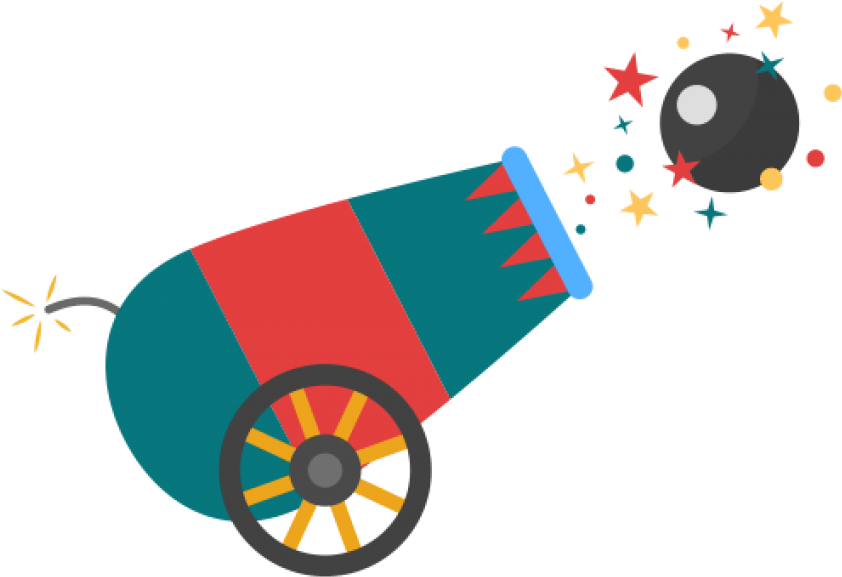 Colorful Cartoon Cannon Firing